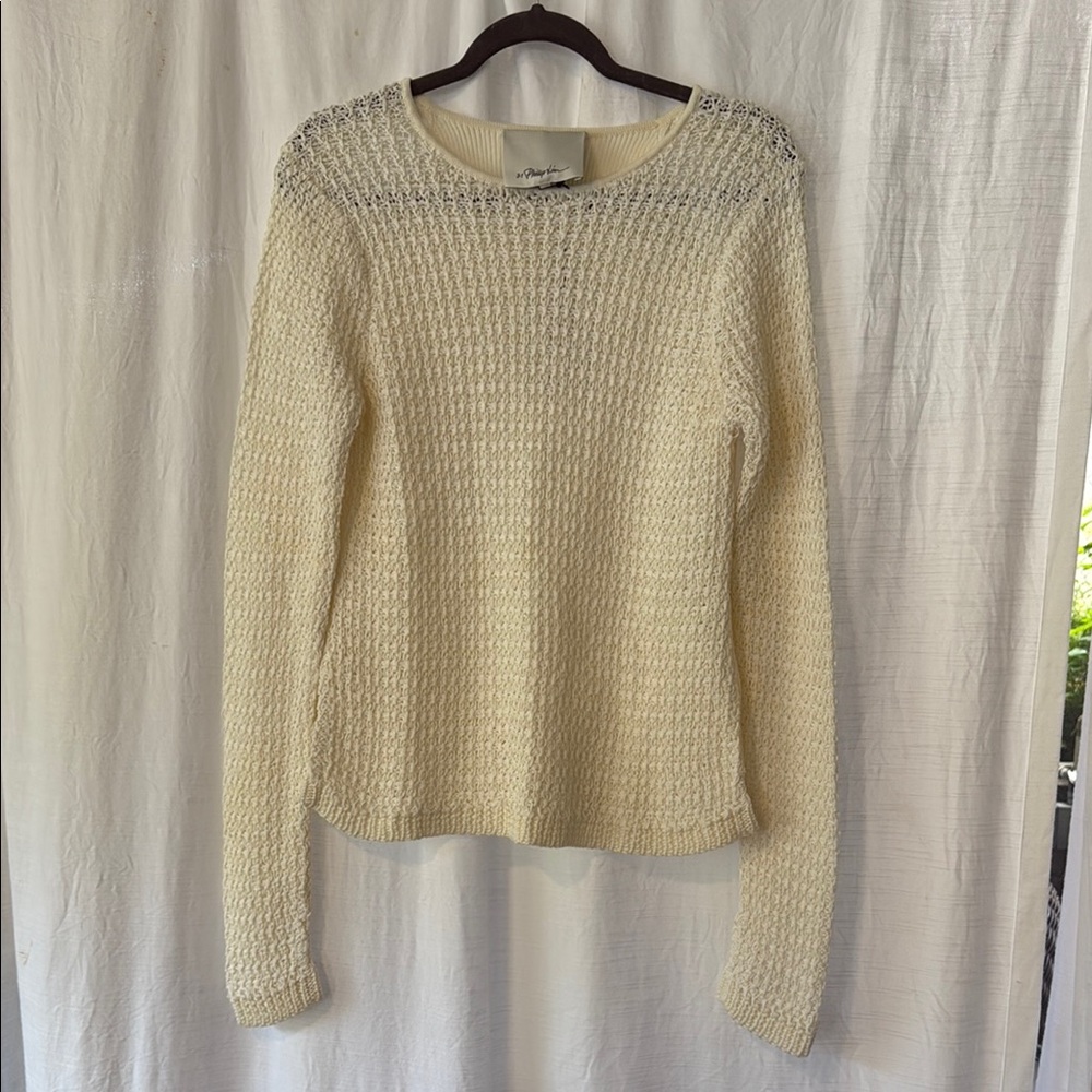 3.1 Phillip Lim Cream knit Crew Neck Sweater with keyhole detail on back